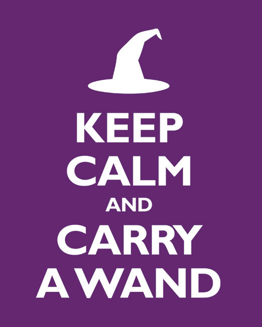 Keep Calm and Carry A Wand, premium art print (plum)