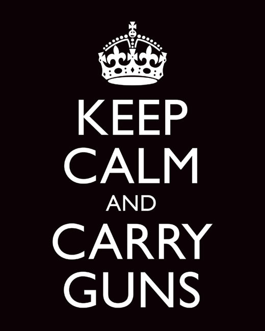 Keep Calm and Carry Guns, premium art print (black)