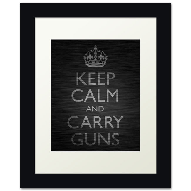 Keep Calm and Carry Guns, framed print (dark titanium)