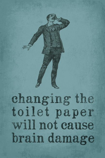 Changing The Toilet Paper Will Not Cause Brain Damage, poster print