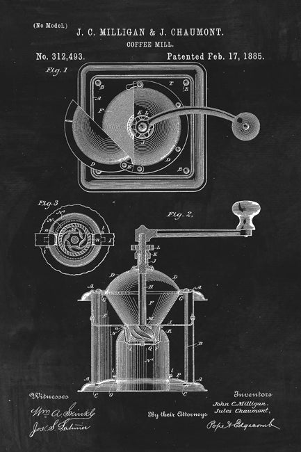 Coffee Mill Patent Art Poster Print