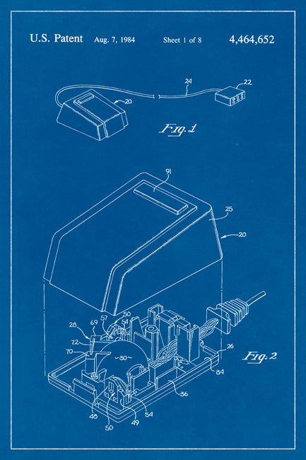 Computer Mouse Blueprint Art Poster