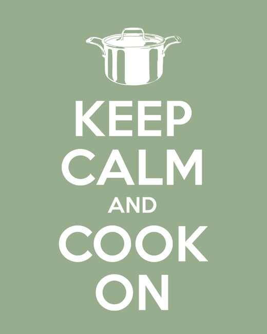 Keep Calm and Cook On, premium art print (pale green)