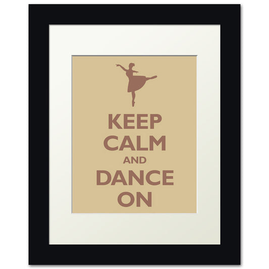 Keep Calm and Dance On, framed print (banana cream)