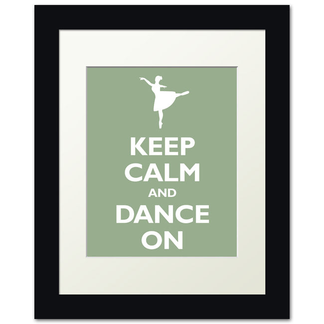 Keep Calm and Dance On, framed print (pale green)
