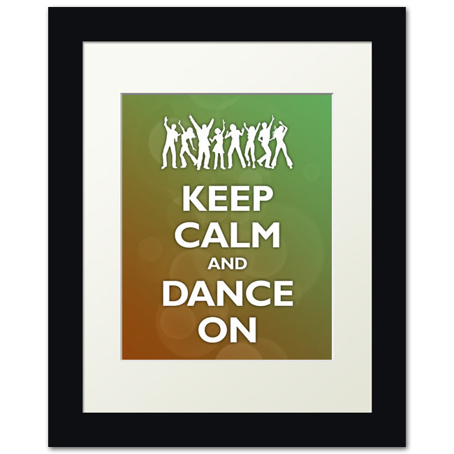 Keep Calm and Dance On, framed print (bubble background)