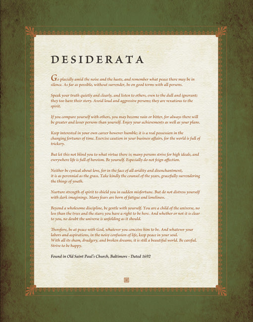 Desiderata, premium art print  (olive)