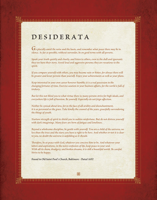 Desiderata, premium art print  (red)