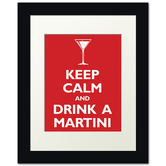 Keep Calm and Drink A Martini, framed print (classic red)