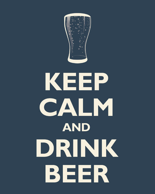 Keep Calm and Drink Beer, premium art print (navy)