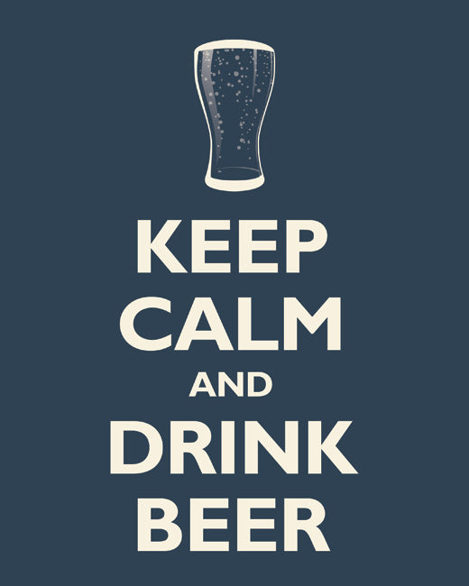 Keep Calm and Drink Beer, premium art print (navy)