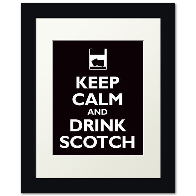 Keep Calm and Drink Scotch, framed print (black)