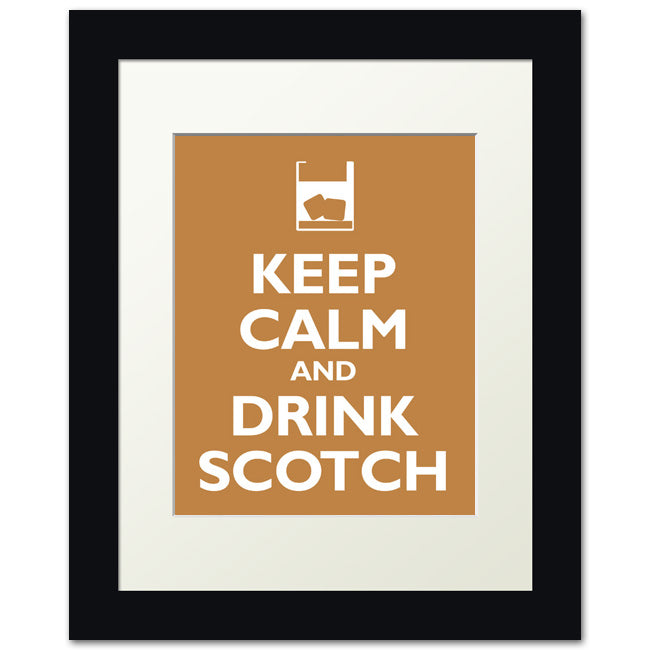 Keep Calm and Drink Scotch, framed print (copper)