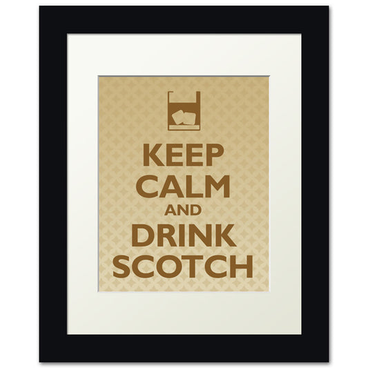 Keep Calm and Drink Scotch, framed print (gold ornaments)