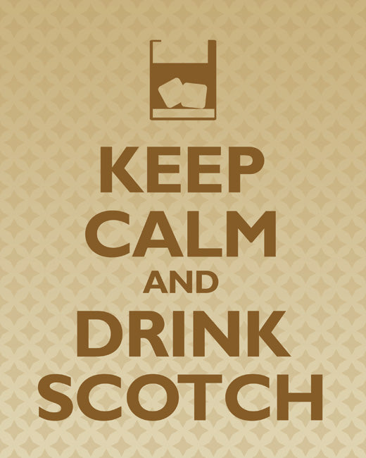 Keep Calm and Drink Scotch, premium art print (gold ornaments)