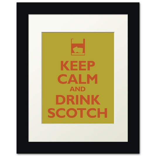 Keep Calm and Drink Scotch, framed print (lime)