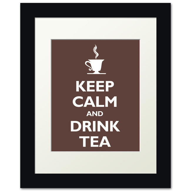 Keep Calm and Drink Tea, framed print (mocha)