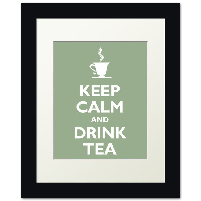 Keep Calm and Drink Tea, framed print (pale green)