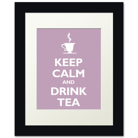 Keep Calm and Drink Tea, framed print (pale violet)