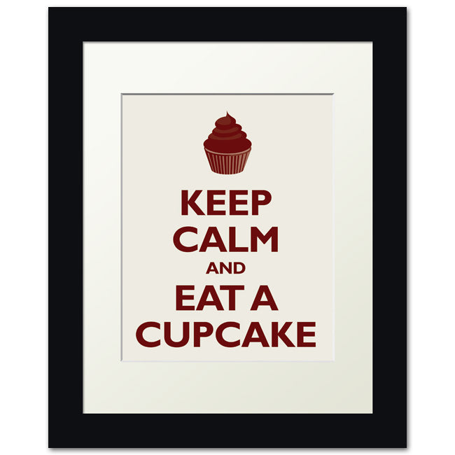 Keep Calm and Eat A Cupcake, framed print (antique white)