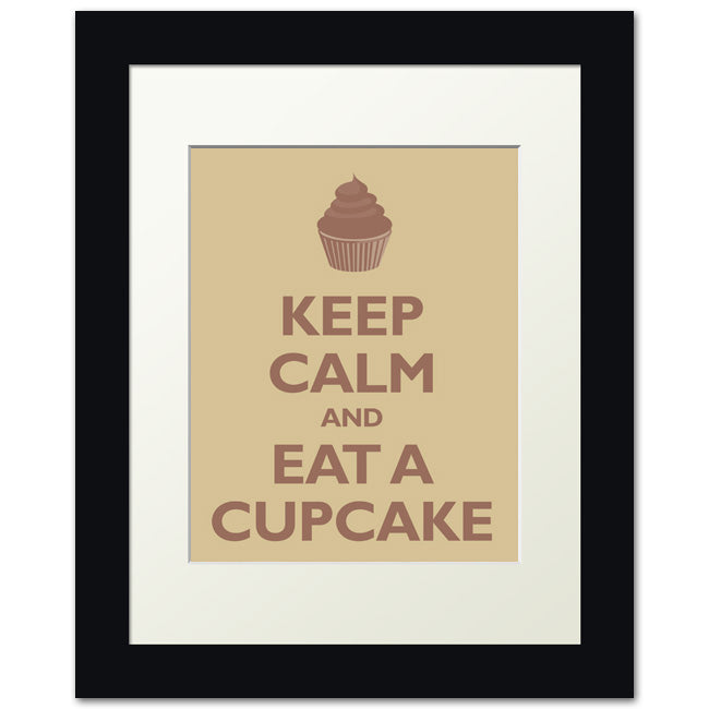 Keep Calm and Eat A Cupcake, framed print (banana cream)