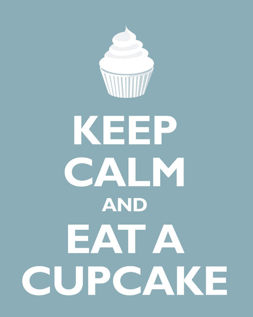 Keep Calm and Eat A Cupcake, premium art print (light blue)