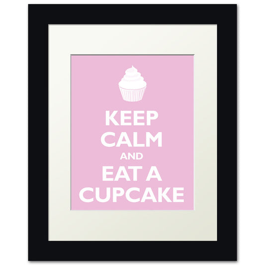 Keep Calm and Eat A Cupcake, framed print (light pink)