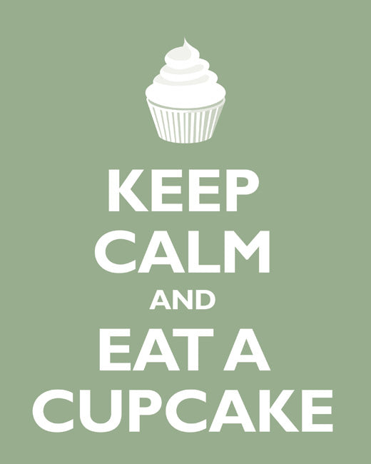Keep Calm and Eat A Cupcake, premium art print (pale green)