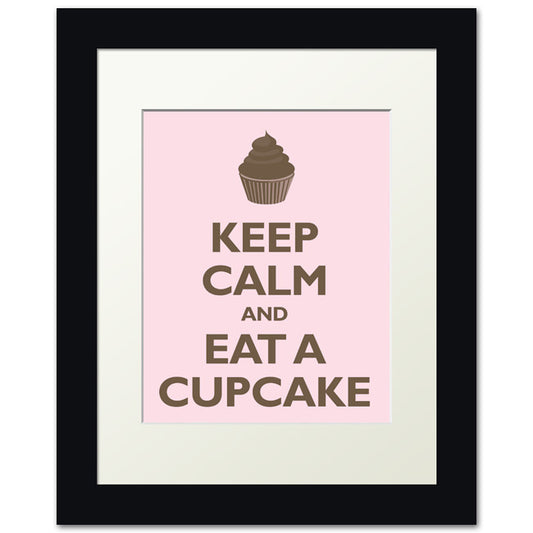 Keep Calm and Eat A Cupcake, framed print (pink and brown)