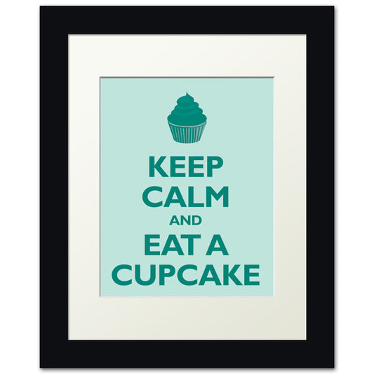 Keep Calm and Eat A Cupcake, framed print (seafoam)