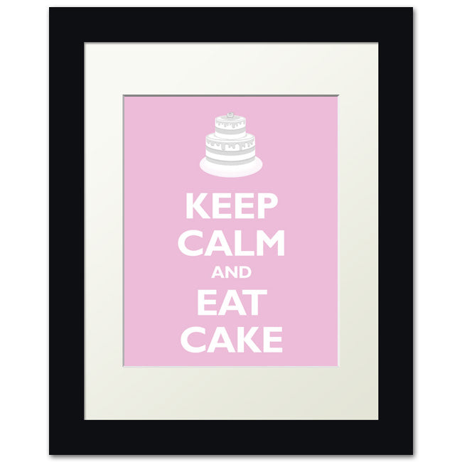 Keep Calm and Eat Cake, framed print (light pink)