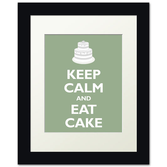 Keep Calm and Eat Cake, framed print (pale green)