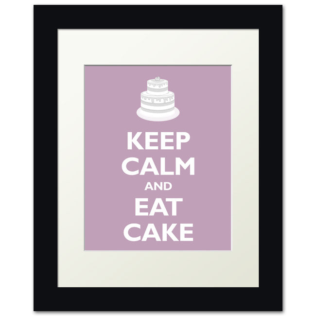 Keep Calm and Eat Cake, framed print (pale violet)