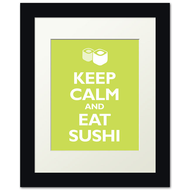 Keep Calm and Eat Sushi, framed print (citrus)