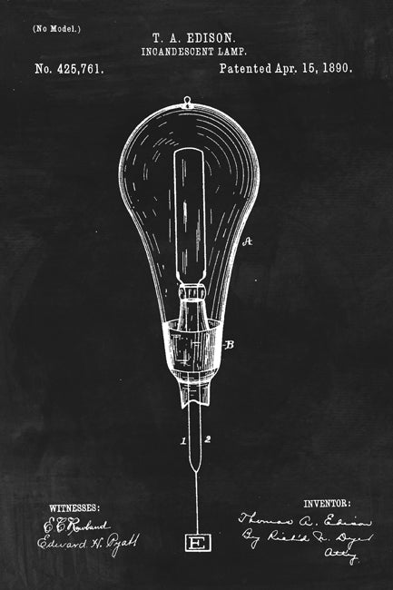 Light Bulb (Thomas Edison) Patent Art Print