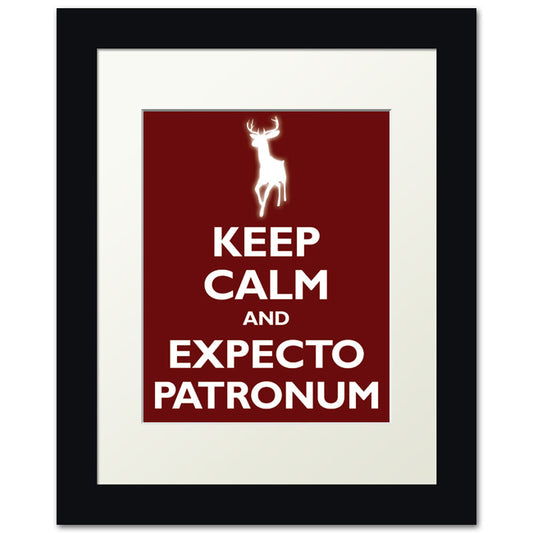 Keep Calm and Expecto Patronum, framed print (dark red)