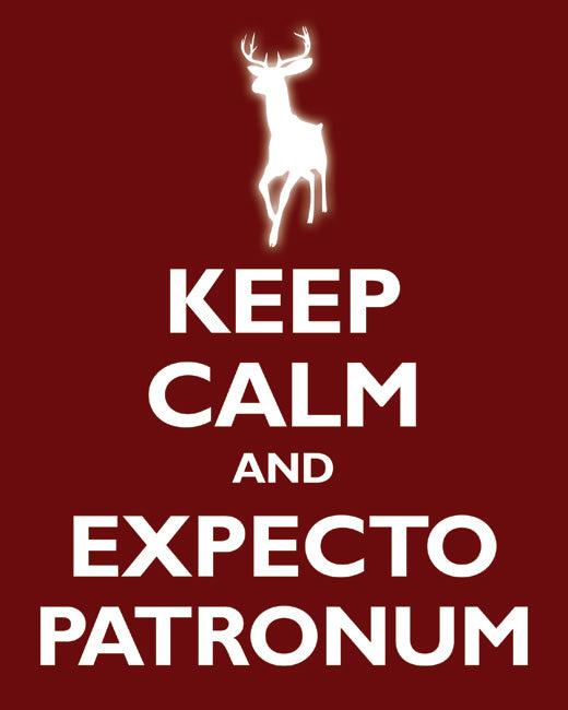 Keep Calm and Expecto Patronum, premium art print (dark red)