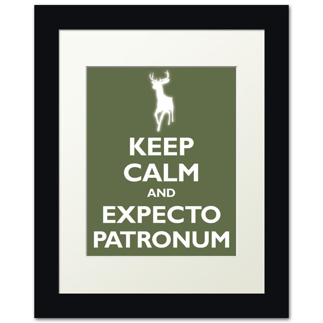 Keep Calm and Expecto Patronum, framed print (olive)