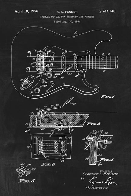 Fender Stratocaster Guitar Patent Art Print