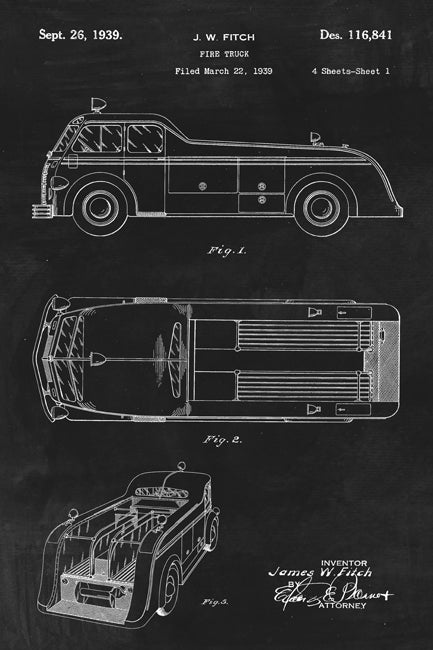 Fire Truck Patent Art Print