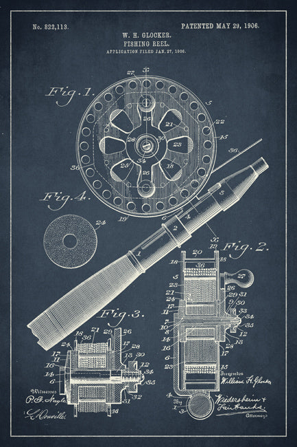 Fishing Reel Invention Patent Art Poster Print