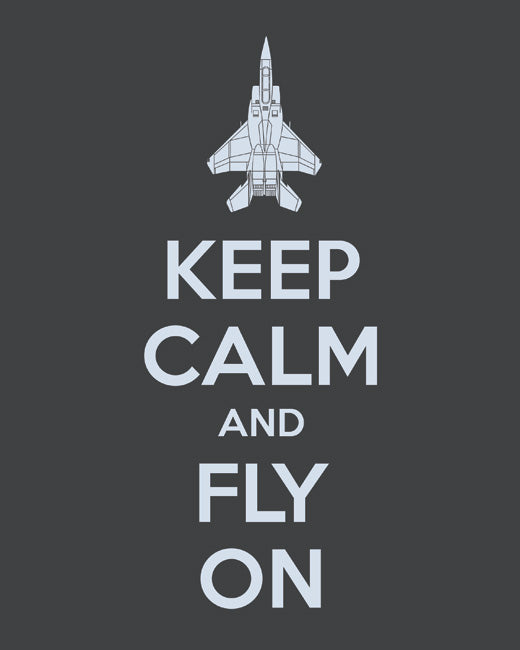 Keep Calm and Fly On, premium art print (dark gray)