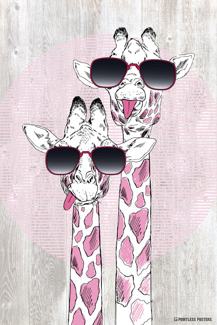 Giraffes With Sunglasses Poster