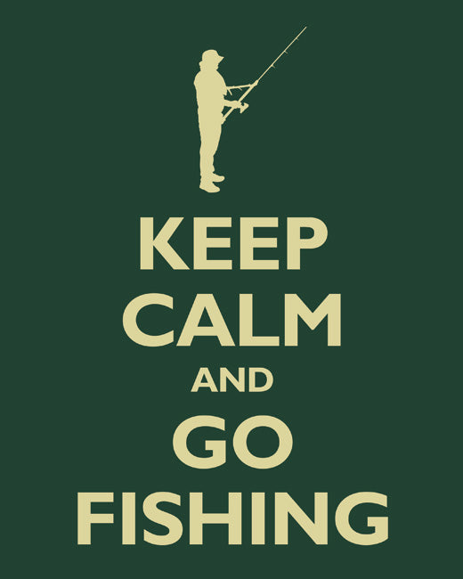Keep Calm and Go Fishing, premium art print (forest green)