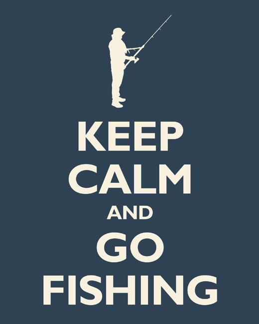 Keep Calm and Go Fishing, premium art print (navy)