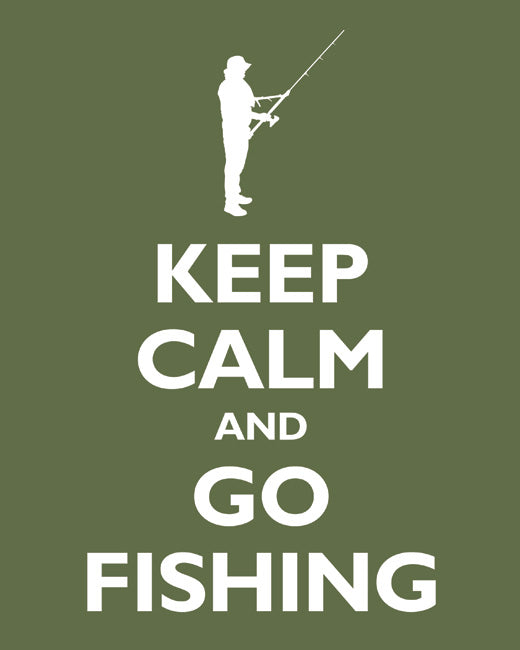Keep Calm and Go Fishing, premium art print (olive)
