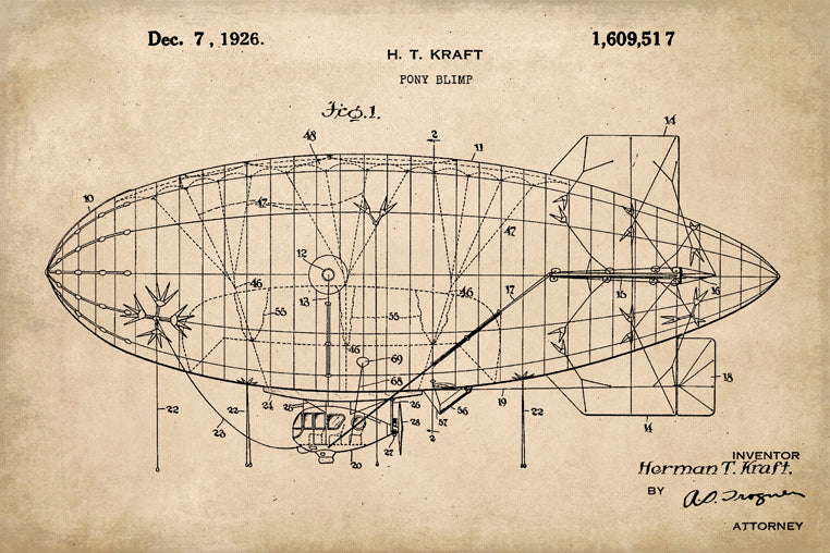 Goodyear Blimp Patent Art Print