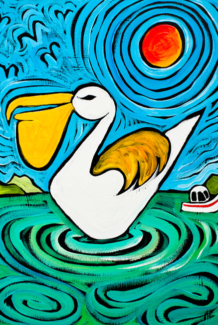Happy Pelican by Ben Mann Poster Print