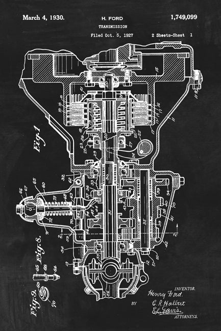 Henry Ford Transmission Automotive Patent Art Print