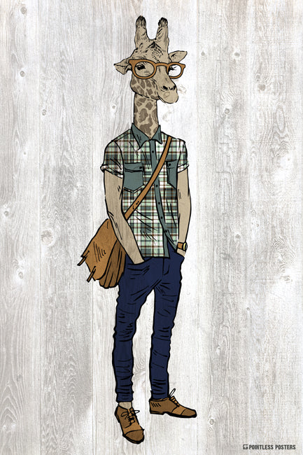 Hipster Giraffe Anthropomorphic Animal Poster